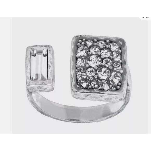 Silpada Signed Swarovski Crystal Sterling Silver 925 Adjustable Cuff Ring Sz  9 - Picture 2 of 16